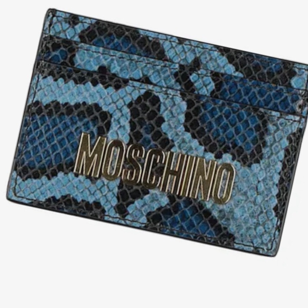 Moschino Blue Leather Wallet • Snakeskin Print